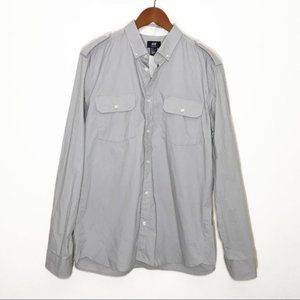H&M Mens Regular Fit 100% Cotton Button Down Shirt In Grey Size Large